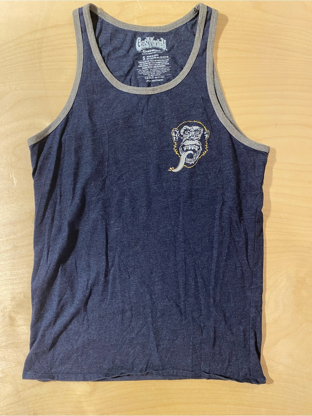 Gas Monkey Garage Navy Tank with Monkey Patch Small (RI)